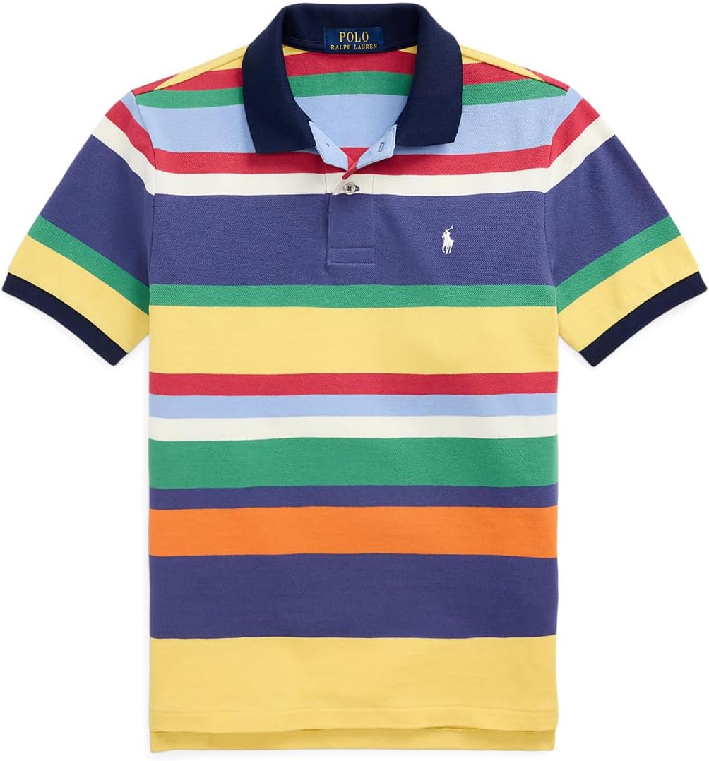 

Поло Polo Ralph Lauren Kids Striped Cotton Mesh Polo Shirt, цвет Classic Blue Multi