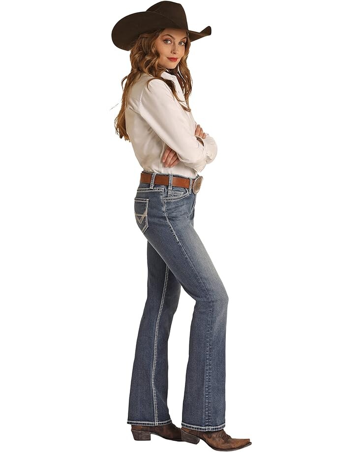 

Джинсы Rock and Roll Cowgirl Cowhide Applique Riding in Medium Vintage RRWD4RRZPN, цвет Medium Vintage