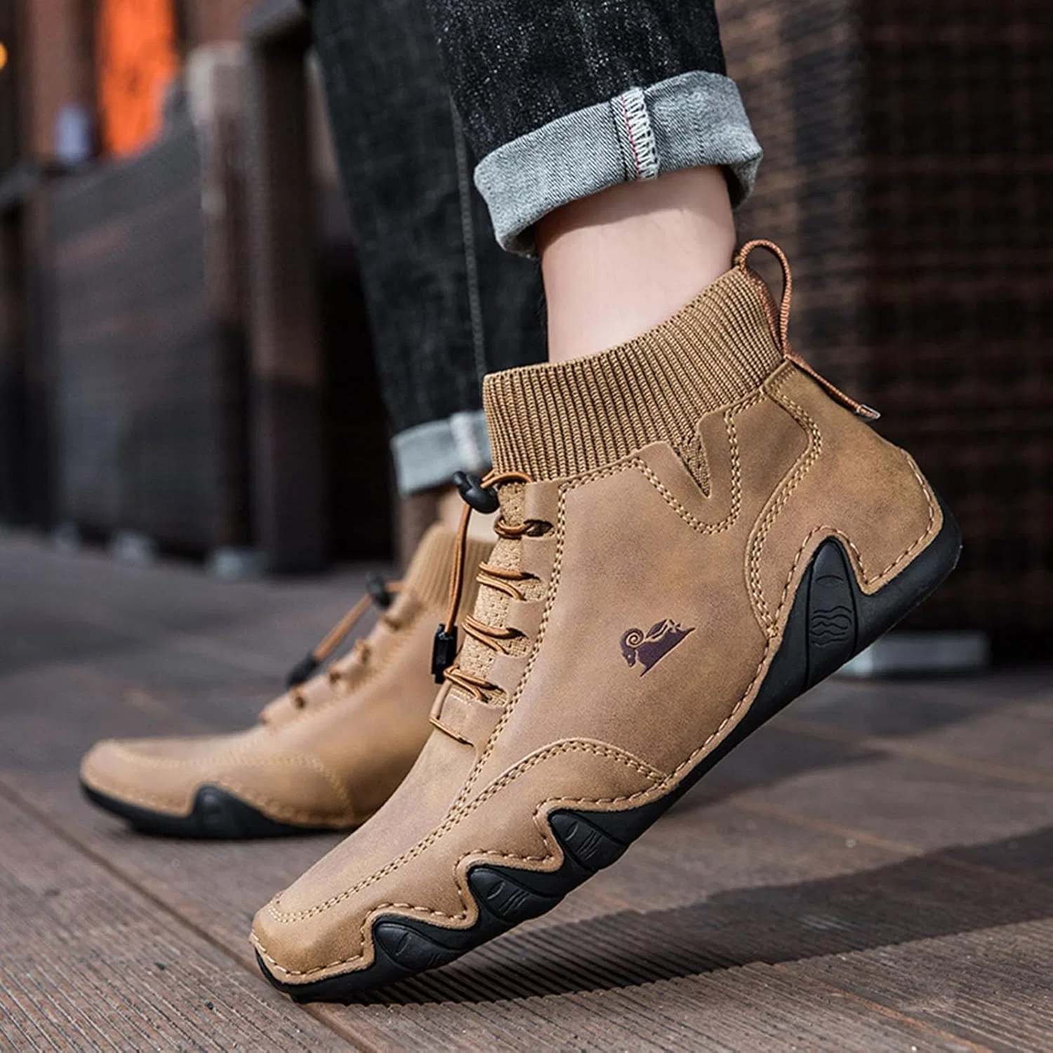 Зимняя обувь для ходьбы босиком унисекс кожаная Generisch B01 Brown — фото 2