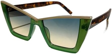 

Большие солнцезащитные очки «кошачий глаз» для женщин, модные винтажные градиентные солнцезащитные очки, стильные очки с защитой от УФ-излучения UV400 MTZJH, Green-green Yellow