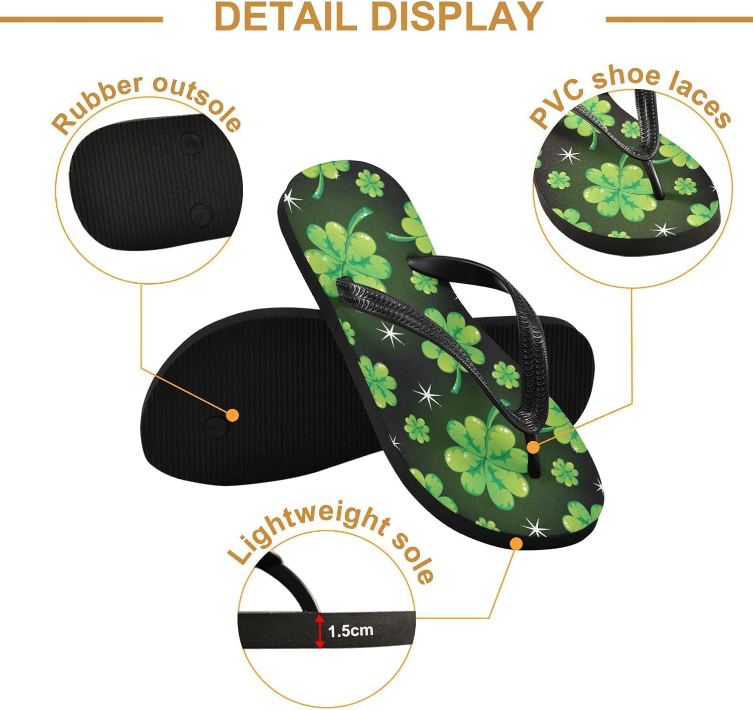 Женские шлепанцы Shamrock Clovers Star для женщин, сандалии для пляжа летом, повседневные шлепанцы с ремешком, удобные душевые шлепанцы, нескользящие водные сандалии, обувь XL, ко Дню святого Патрика Eionryn, мультиколор — фото 2