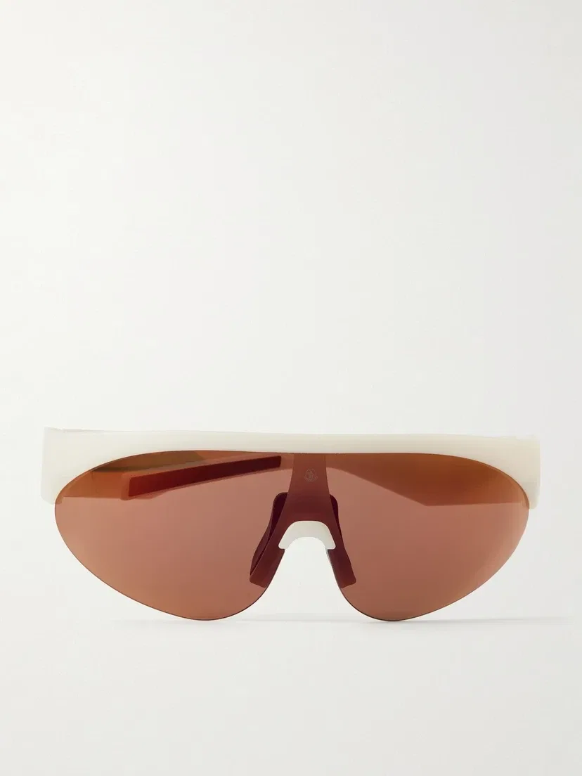Круглые резиновые солнцезащитные очки Moncler Eyewear, белый
