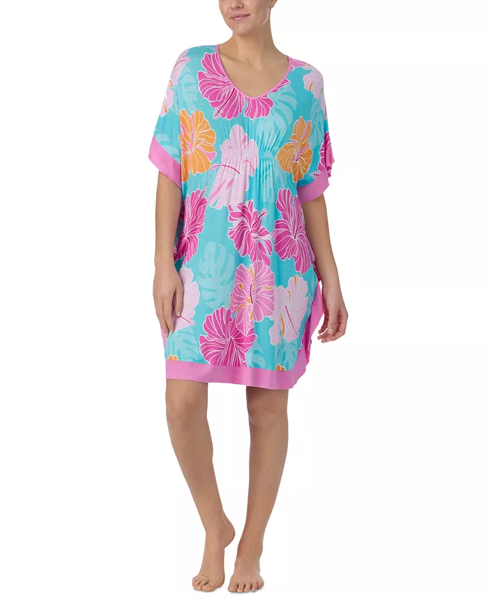 

Женский короткий кафтан для сна с цветочным принтом и V-образным вырезом Ellen Tracy, белый