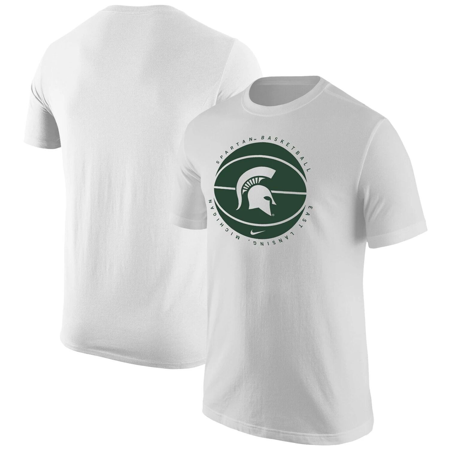 

Мужская белая футболка с логотипом Michigan State Spartans Basketball Nike, Белый, Мужская белая футболка с логотипом Michigan State Spartans Basketball Nike