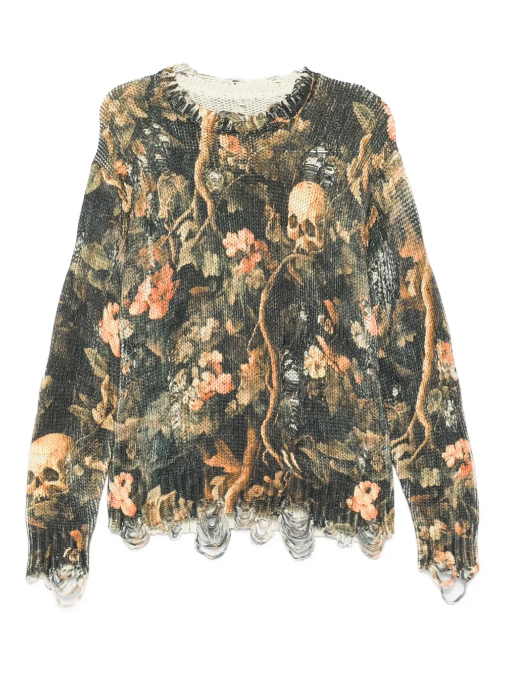 

Джемпер с графическим принтом и необработанными краями R12, зеленый