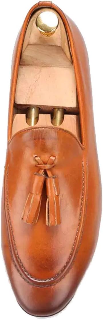 

Мужские лоферы-тапочки FERUCCI ручной работы, однотонные, коричневого цвета, из кожи с коричневой кисточкой