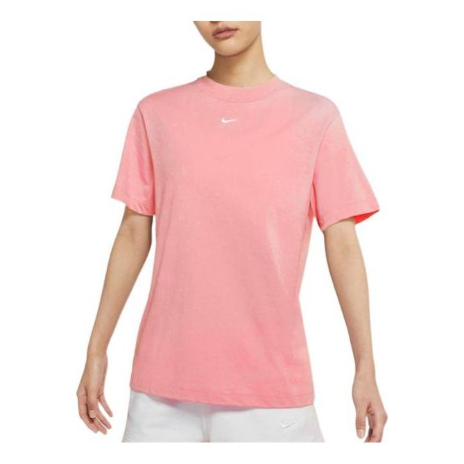 

Футболка (WMNS) Nike Solid Color Logo Embroidered Round Neck Breathable Short Sleeve Pink T-Shirt