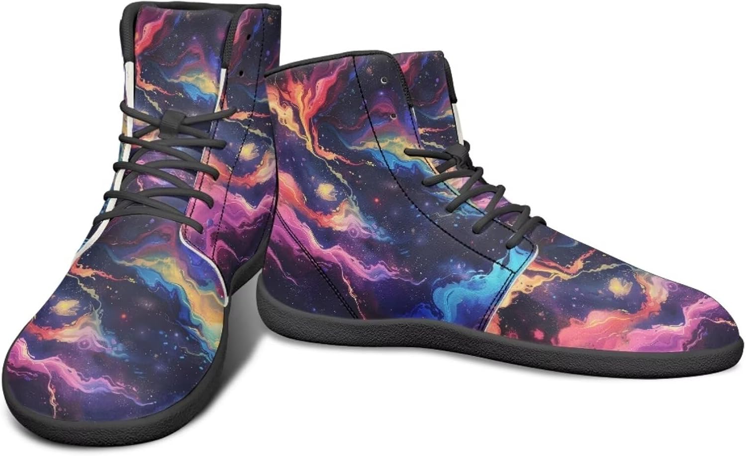 

Высокие минималистичные кроссовки для мужчин с рисунком «Звездное небо», с нулевым перепадом высоты подошвы, легкие, для бега и ходьбы Watdotory, Coloured Galaxy Design