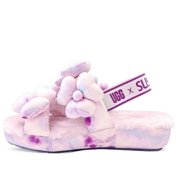 Сандалии susan fang fluff slippers 'flower weave pink' Ugg, розовый