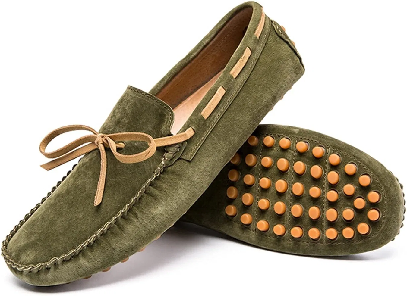 Туфли мокасины PU Leather Loafers, военный зеленый PUGHGAETZF — фото 3