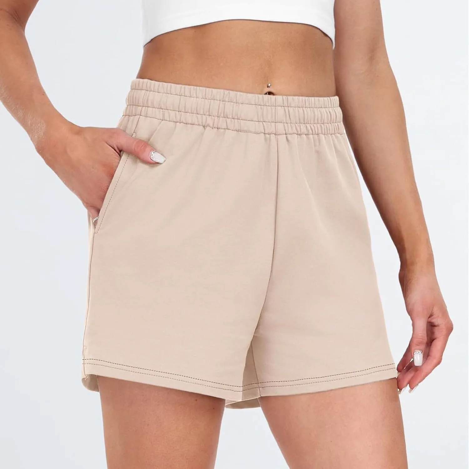 Шорты женские Wide Leg SweatShorts Casual с эластичной талией — фото 3