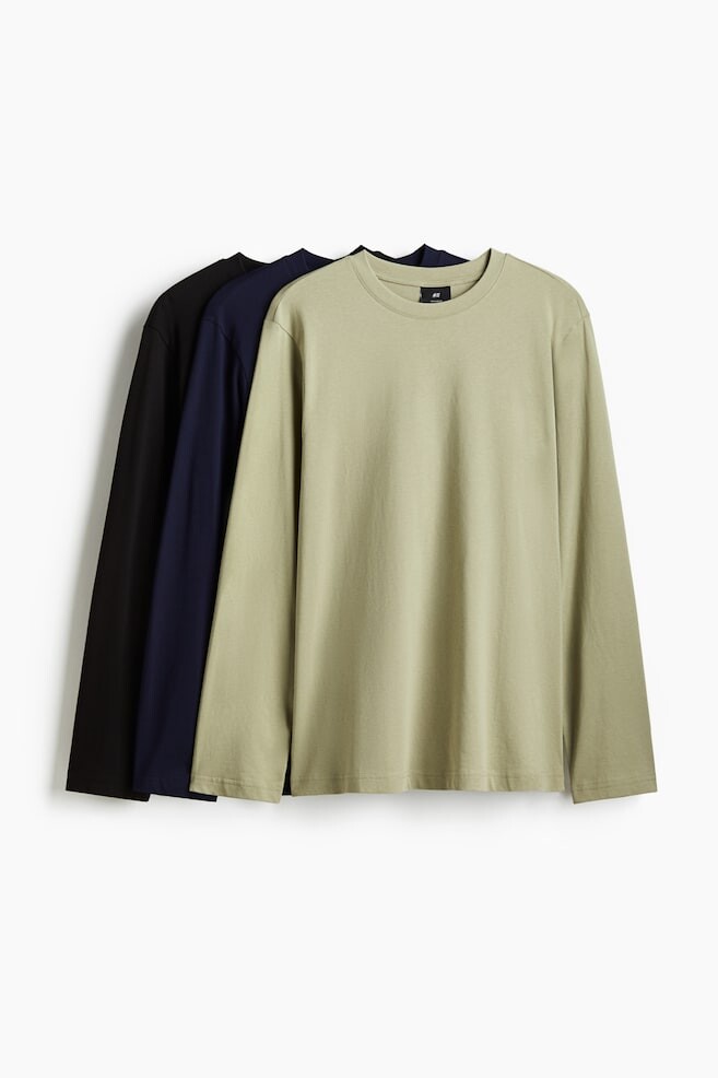 

Комплект из 3 трикотажных рубашек стандартной посадки H&M, черный