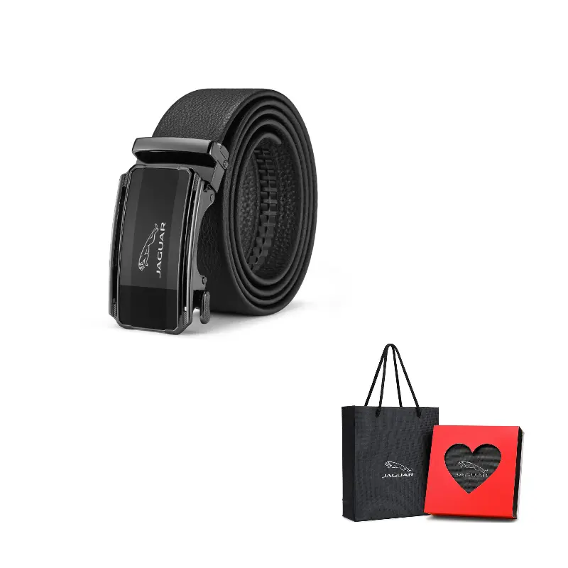 

JAGUAR Мужской кожаный ремень с автоматической пряжкой, Black