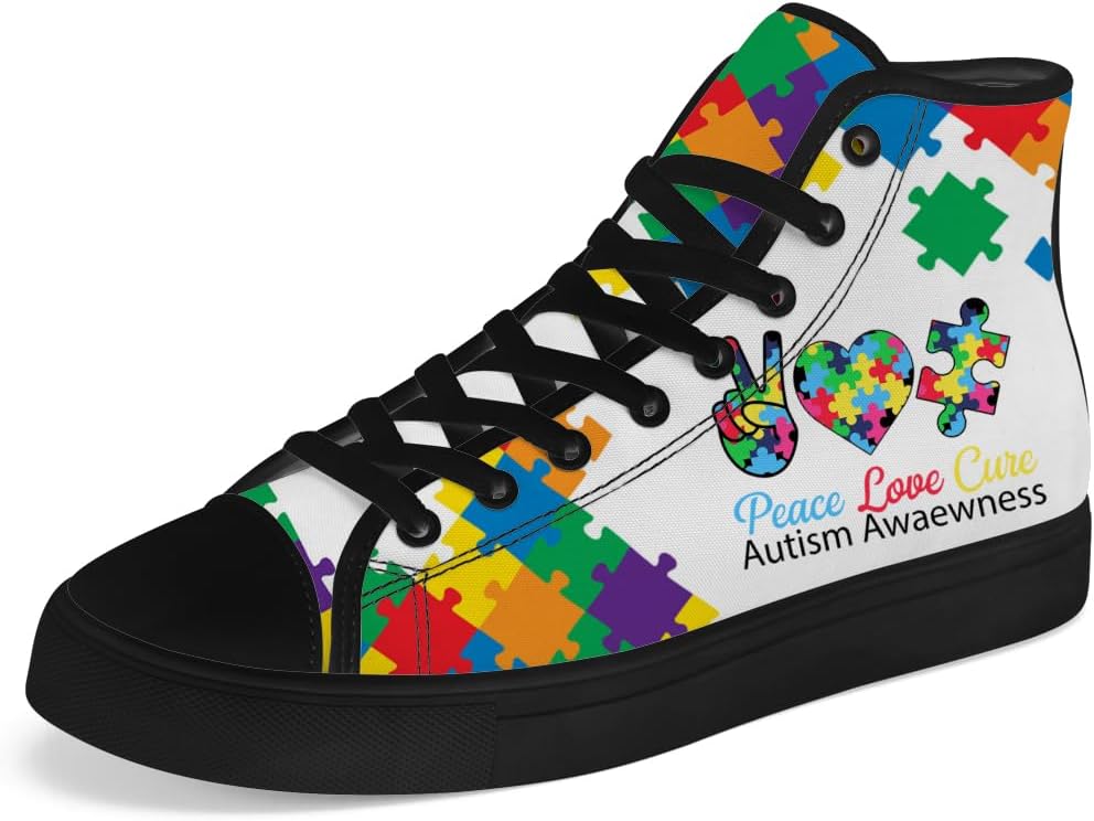 

Кеды на высокой подошве chebing с принтом «Аутизм», с шнуровкой, повседневная обувь, подарок для мужчин и женщин, поддержка осведомленности об аутизме, белый