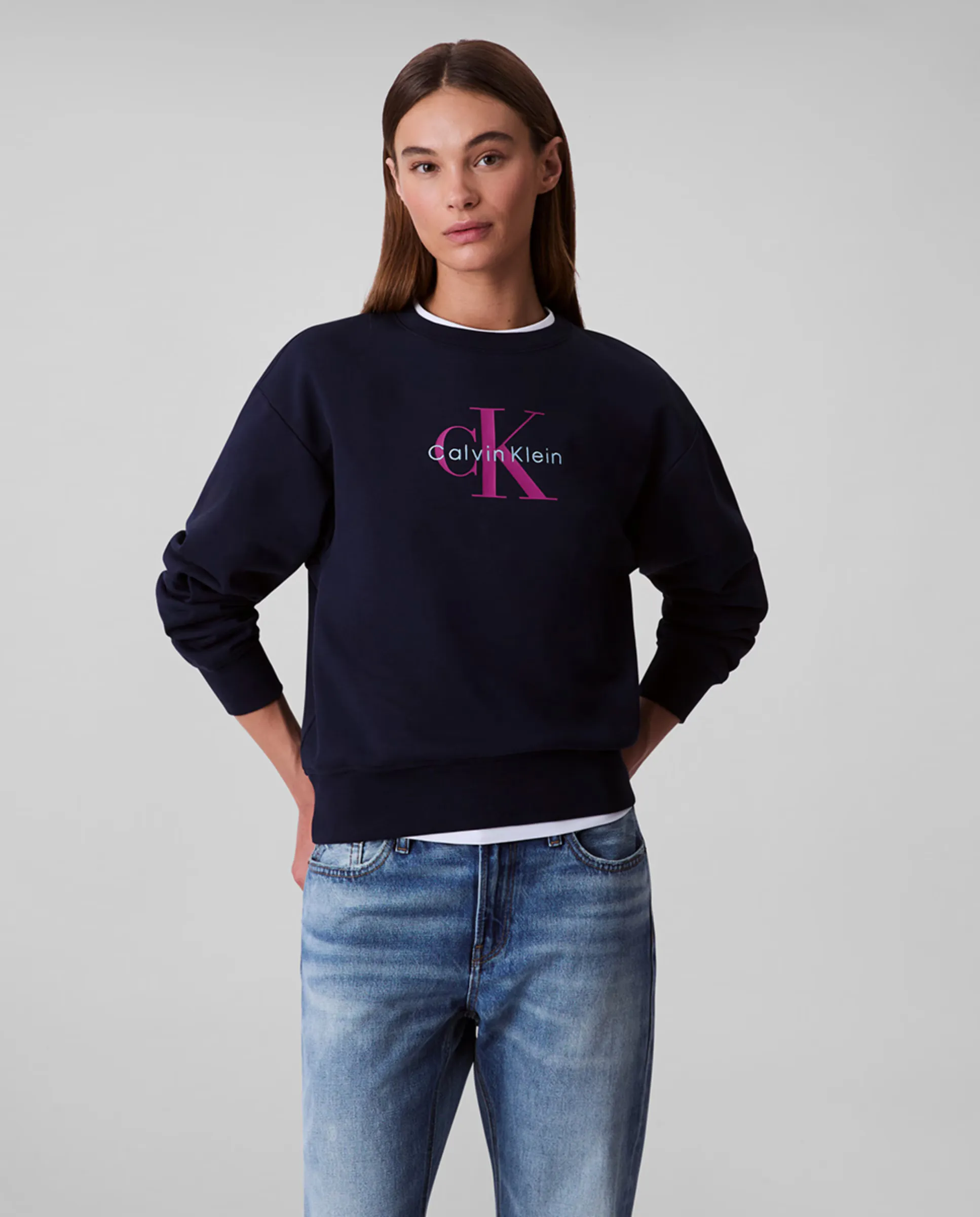 

Женская толстовка с логотипом Calvin Klein Jeans, темно-синий