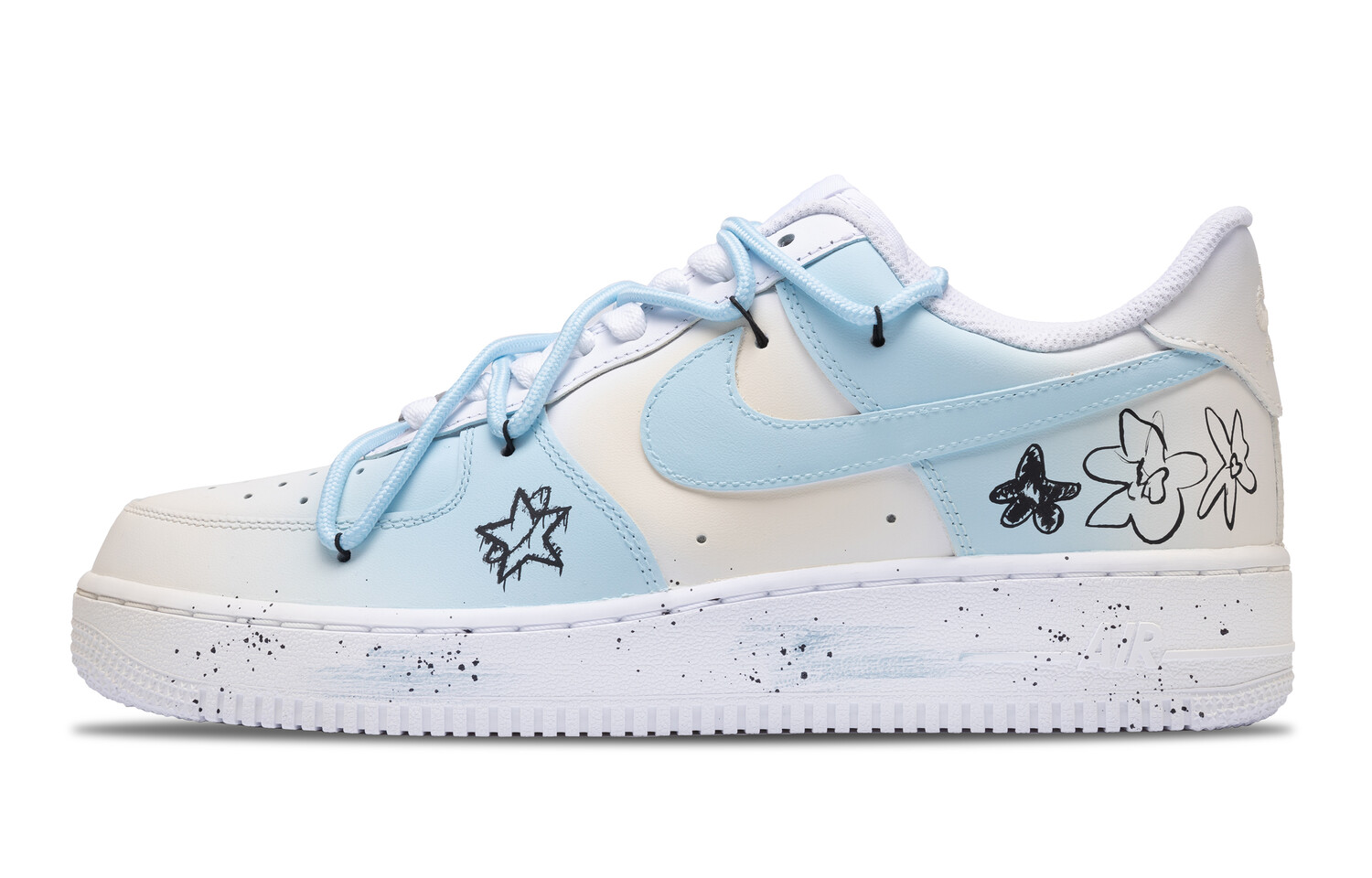 

Кроссовки Nike Air Force 1 Skateboarding Shoes Unisex Low-top Black/Gris Blue, черный/серо-синий