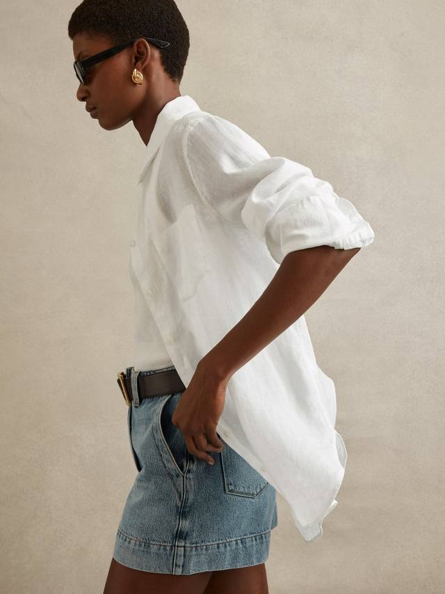 

Бельевая рубашка с длинными рукавами из чистого льна Belle Reiss, White