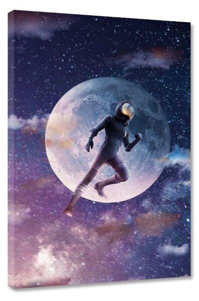 

Картина на холсте Hustling Sharks To the Moon, синий