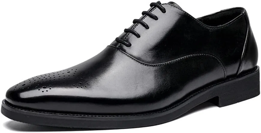 Туфли Kleider Oxford Schuhe für Männer Schnürung Viersquare Zehen Brogue Brocated Cowide Block Absatz Low Top Non Slip Prom Prom Generic, Schwarz