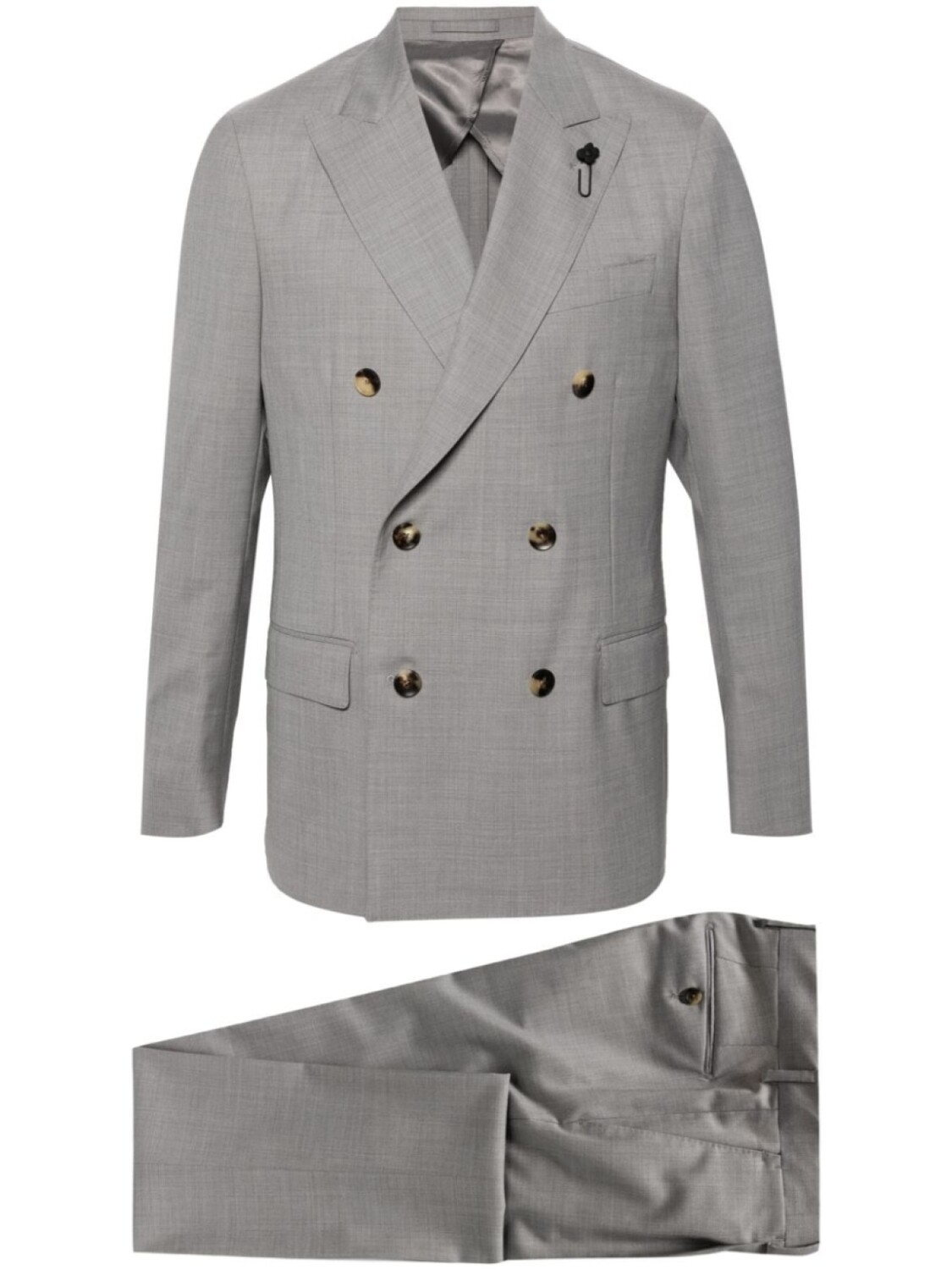 

Lardini шерстяной костюм с двубортным пиджаком, серый