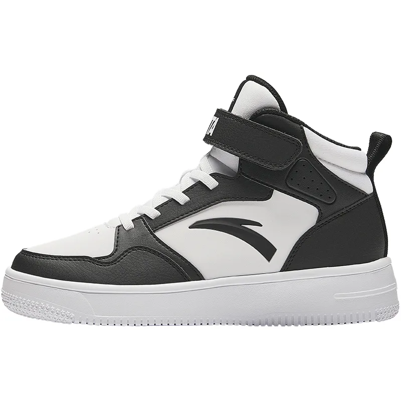 Antakids Synthetic Leather Lightweight Cushioning High top Kids' Skateboarding Shoes Black White — фото 3