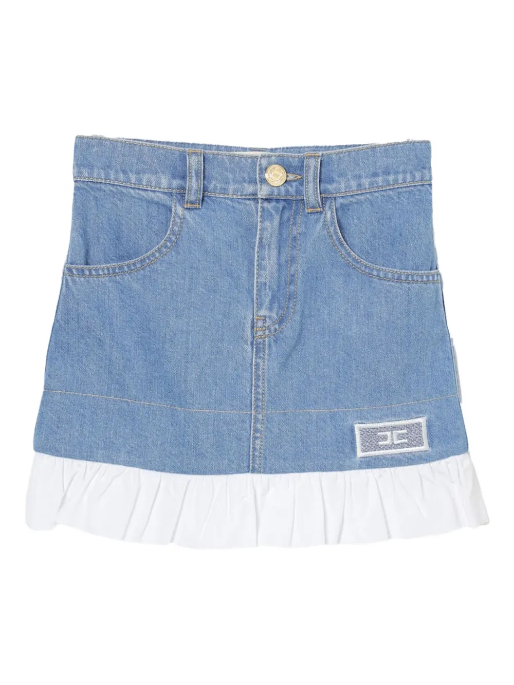 

Джинсовая юбка с вышитым логотипом Elisabetta Franchi Kids, синий