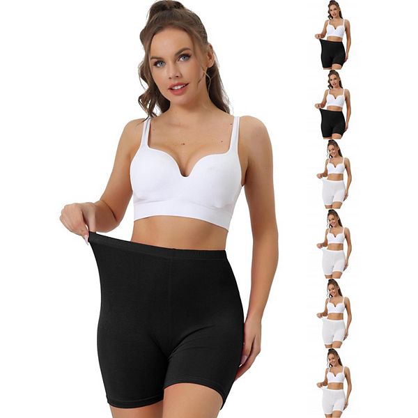 

7 пар женских трусов-шорт mid-thigh boxer с полным покрытием Inspire Chic, White Black