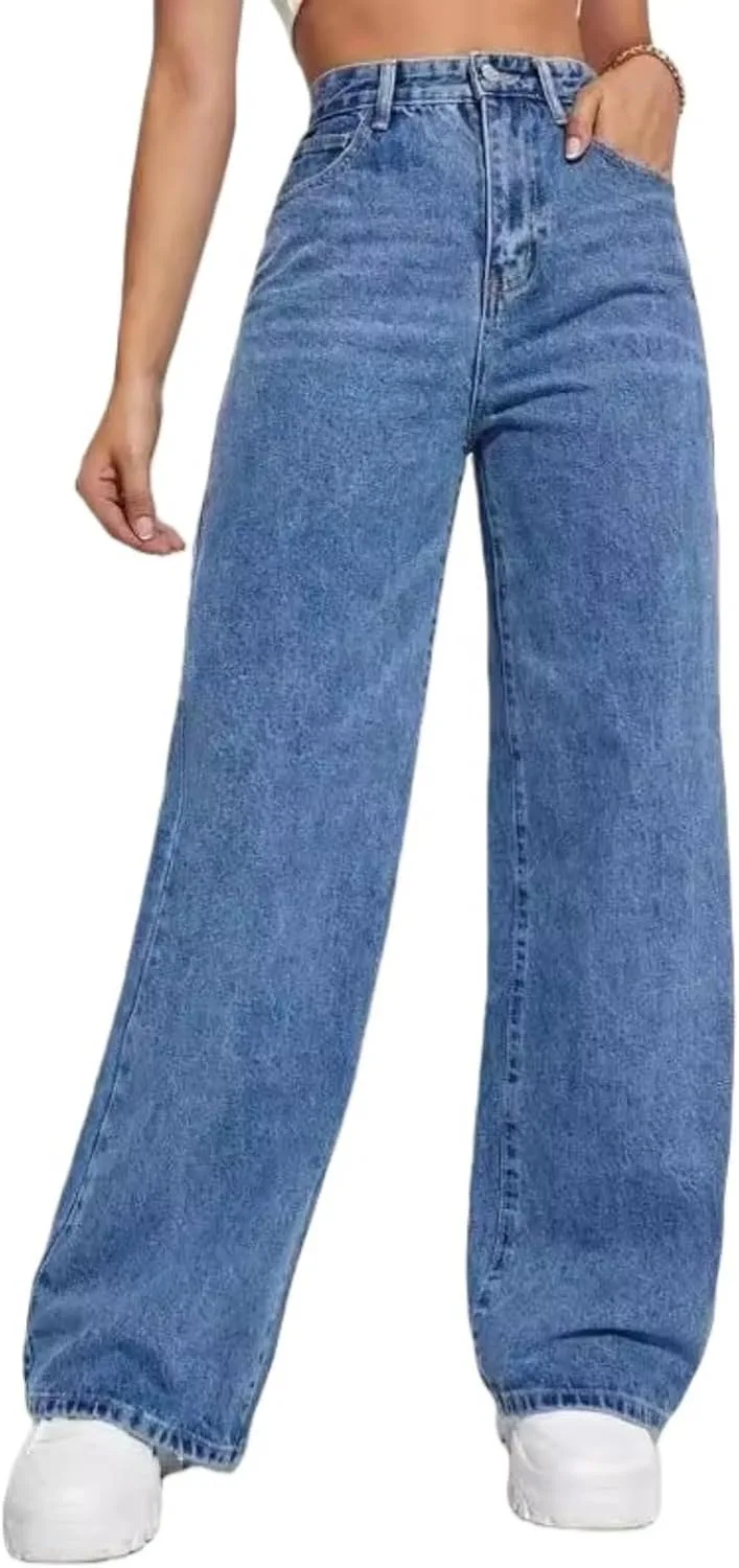 Женские джинсы Wide Leg, Casual High Waisted Strechy Straight