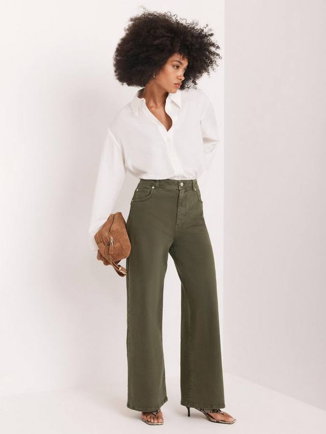 

Джинсы с высокой посадкой и широкими штанинами Mint Velvet, Green Khaki