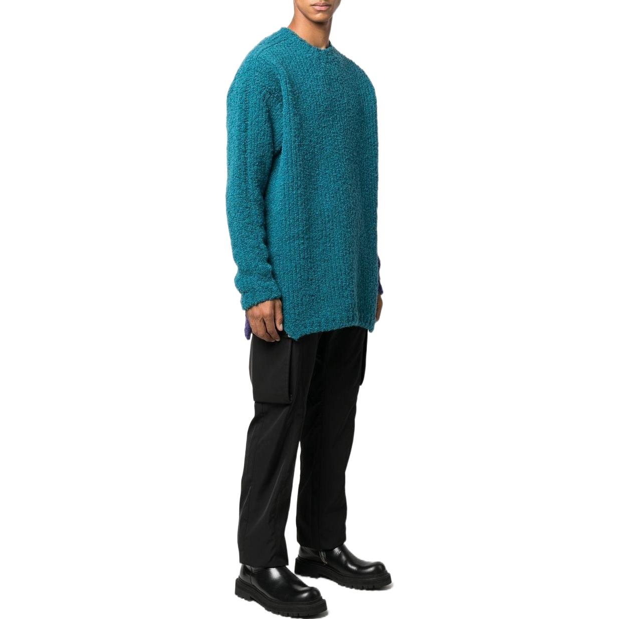 Свитер Men's Off-White SS22 Contrasting Colors Round Neck Knit Long Sleeves Wool Sweater Blue — фото 2