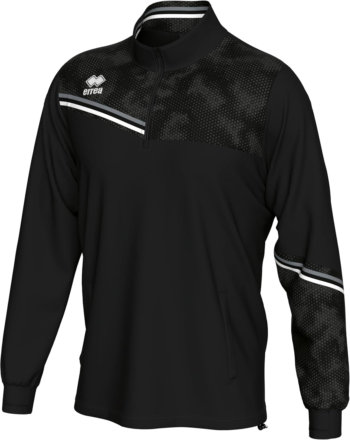 

Мужская толстовка ERREA ELIAS с застежкой-молнией до середины груди, боковыми карманами и вельветовыми штанинами. Оригинальная, белый/черный/угольный