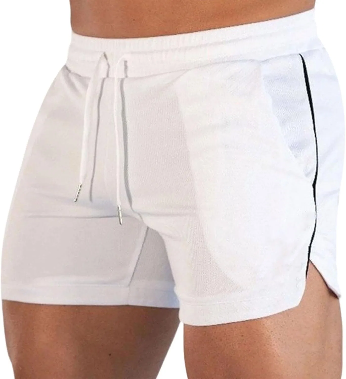 Шорты мужские спортивные легкие на эластичном поясе с завязкой, Generic, White