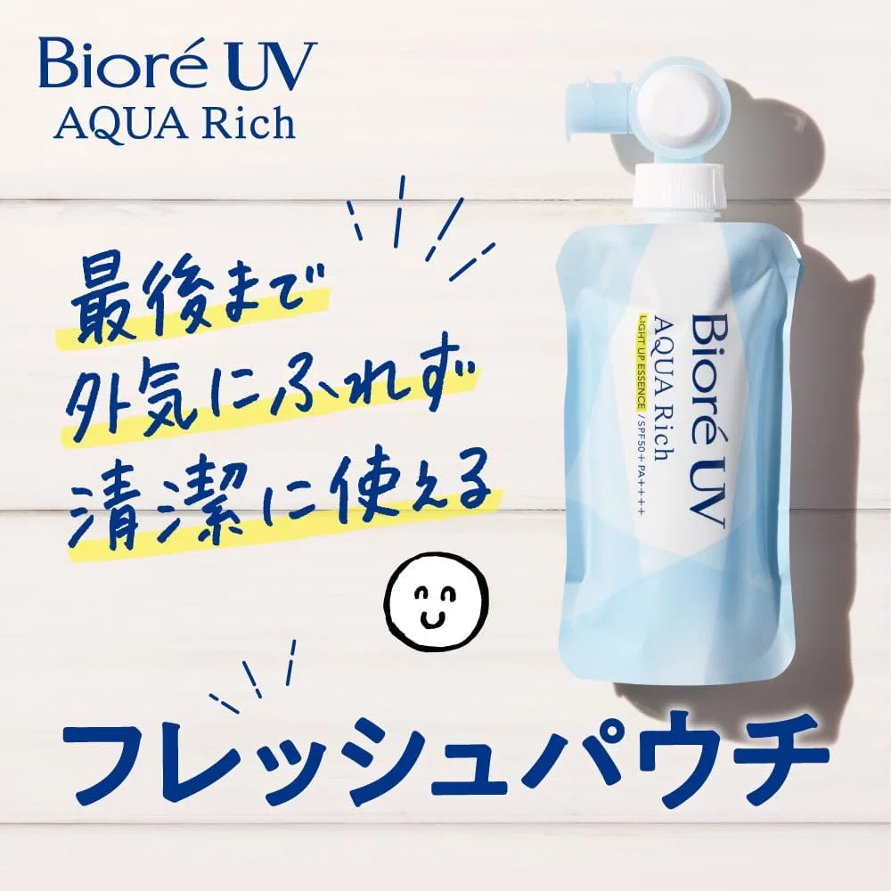 Солнцезащитная эссенция Biore UV Aqua Rich Light Up Essence Fresh Pouch, 120 г, белый — фото 3