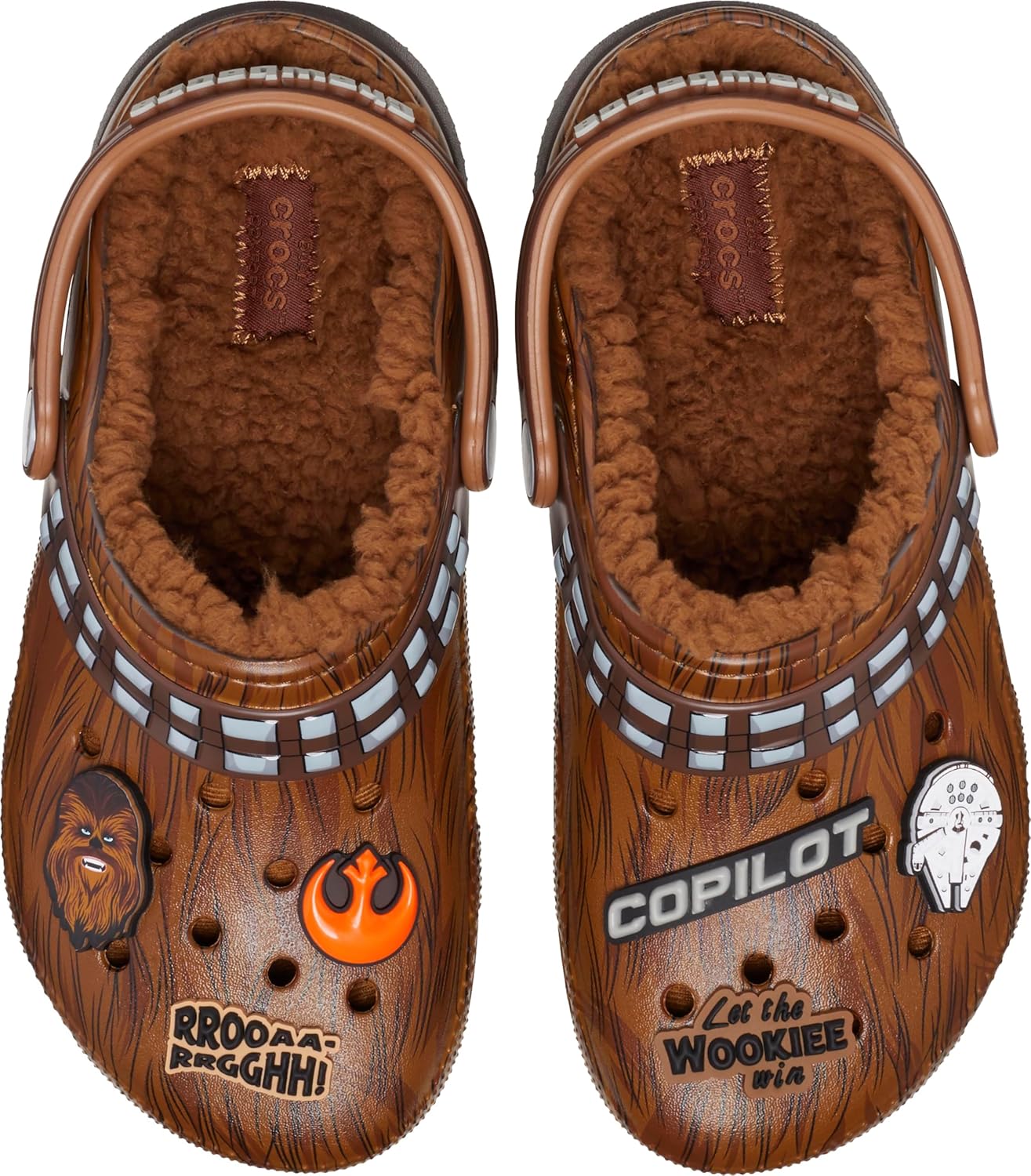 Сабо унисекс для детей Star Wars Чубакка классические с подкладкой Crocs, эспрессо — фото 4