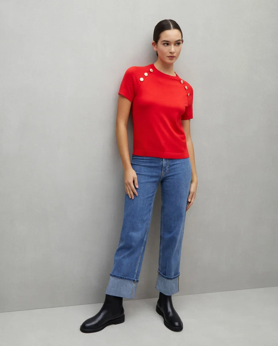 

Женский свитер на пуговицах с коротким рукавом Easy Wear, красный
