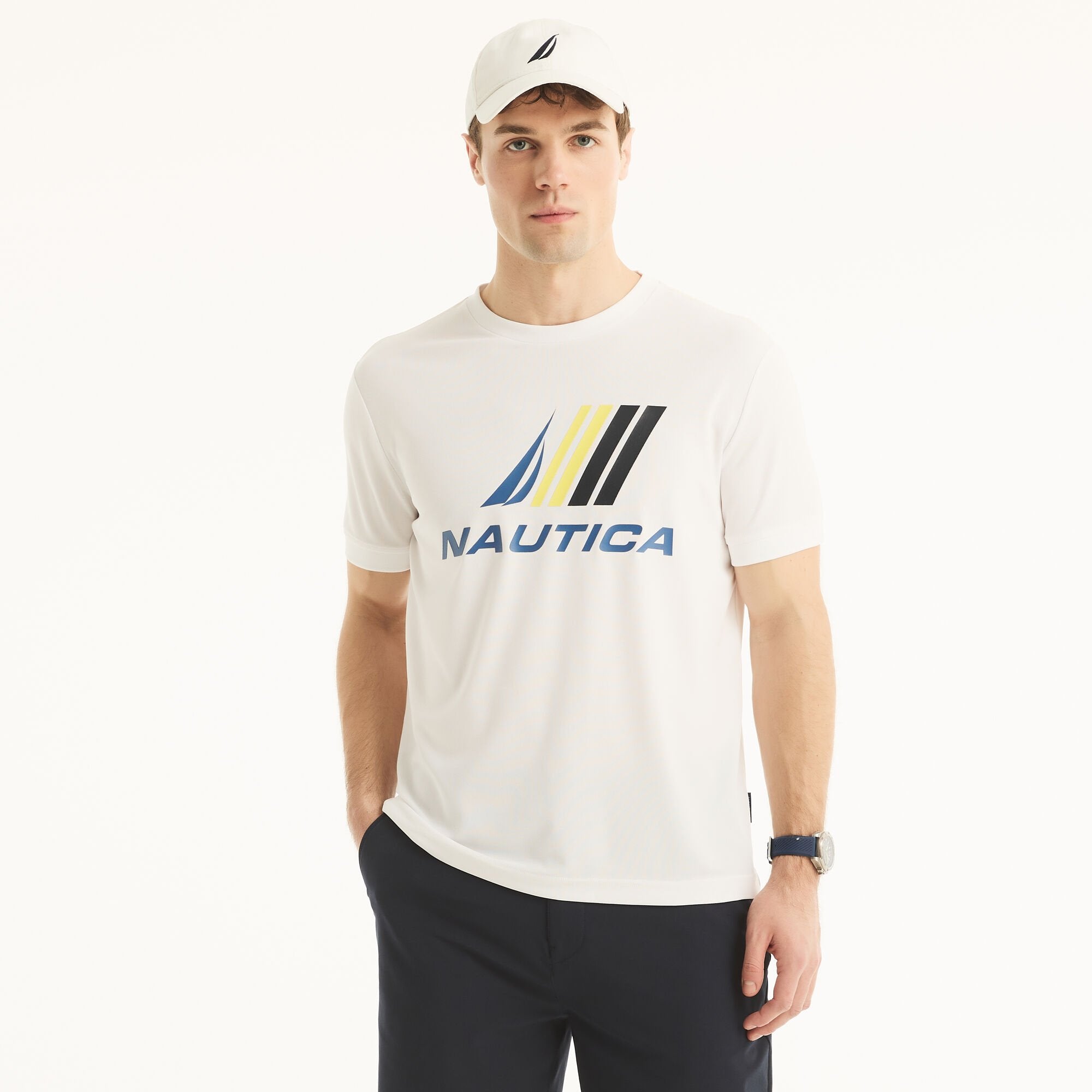 

Футболка Nautica Mens Navtech Sustainably Crafted Logo, цвет bright white