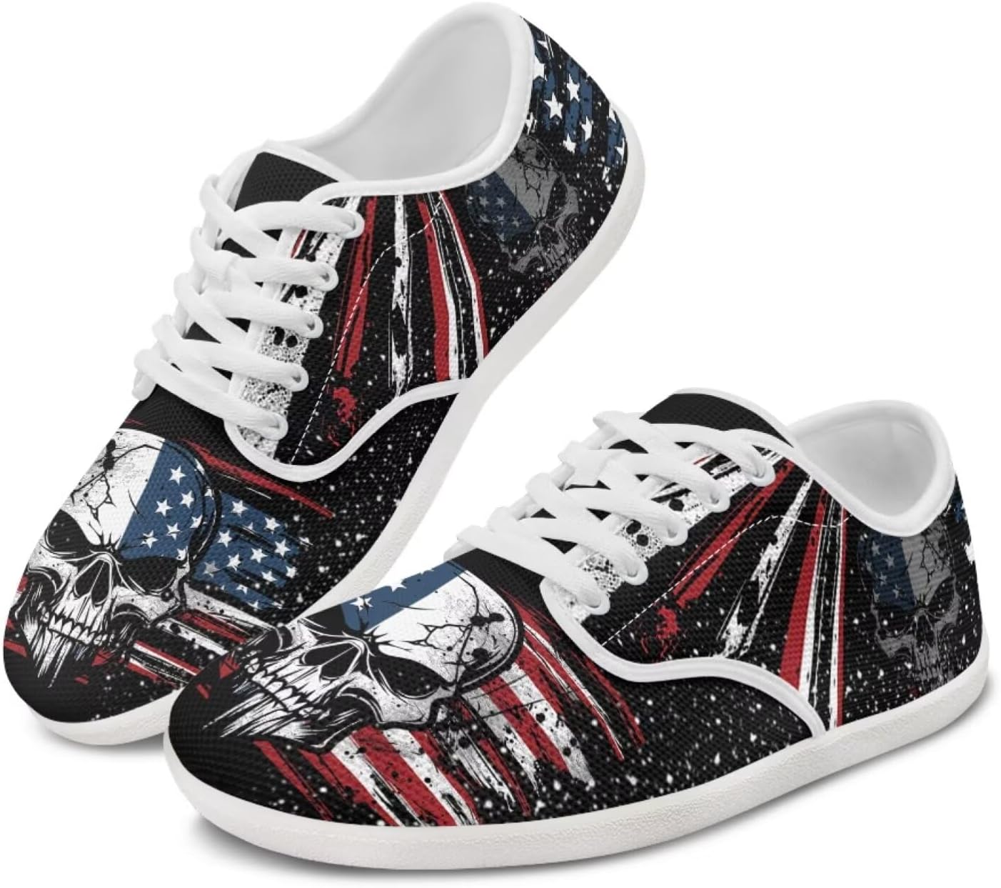 

Мужская обувь с широкой носочной частью, дышащие ботинки с нулевым перепадом подошвы, обувь для прогулок Luzeephang, Skull With American Flag