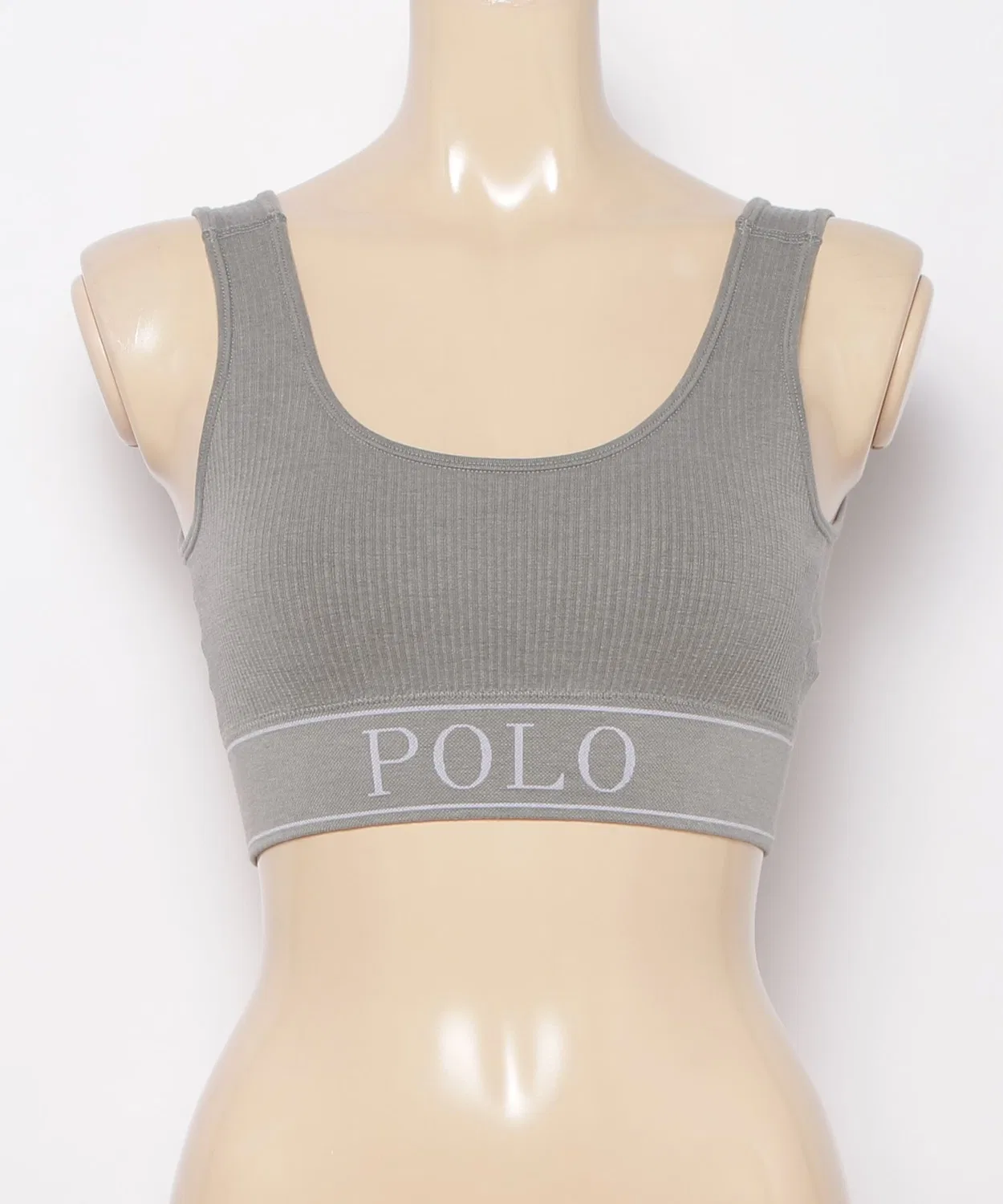 Топ-танк кроп-топ с круглым вырезом Polo из смесового трикотажа, серый — фото 2