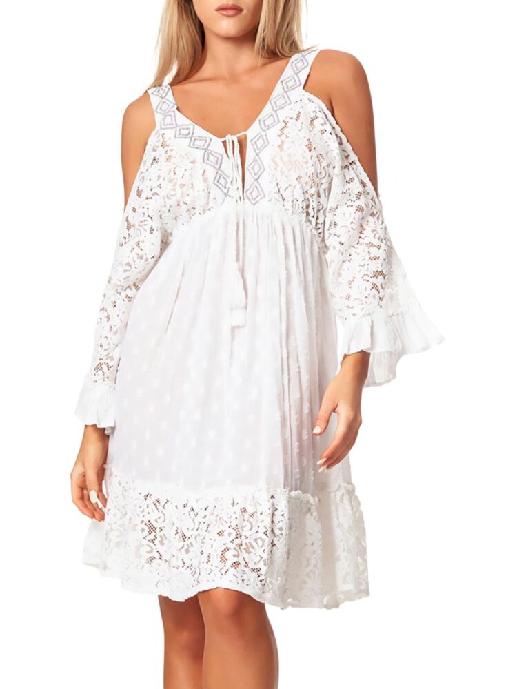

Кружевное платье с открытыми плечами La Moda Clothing, белый