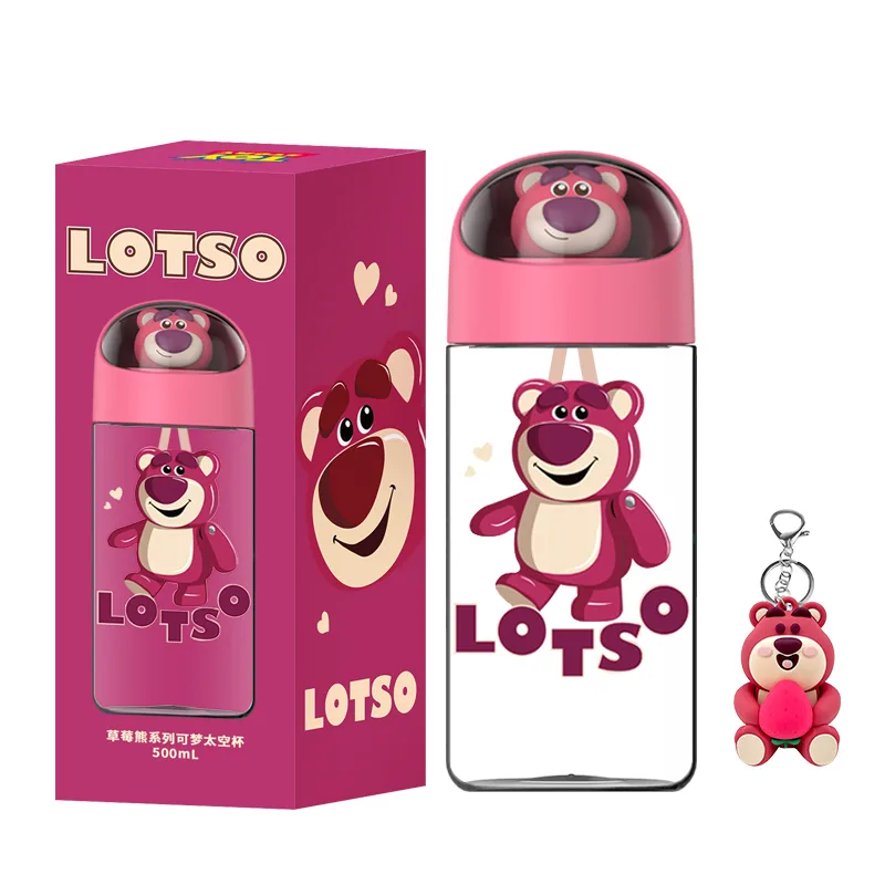 Спортивная бутылка для воды Strawberry Bear Disney Lotso Dream Space: 500 мл, + 1 подвеска/брелок
