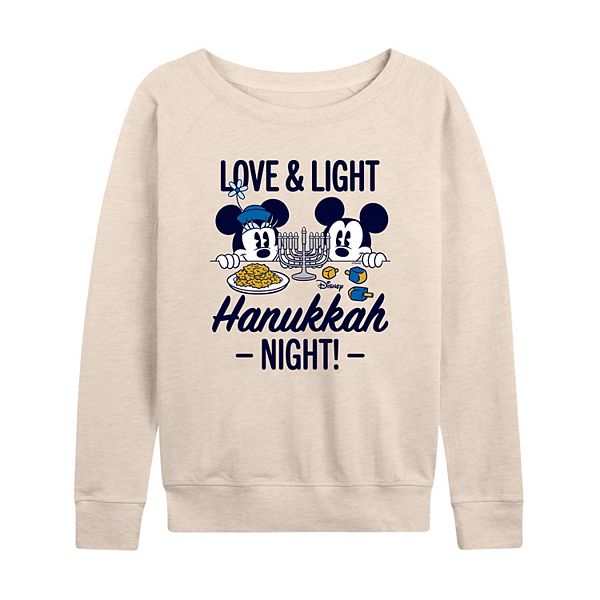 

Женская футболка с длинным рукавом Mickey Mouse Love & Light Hanukkah из френч тери Disney