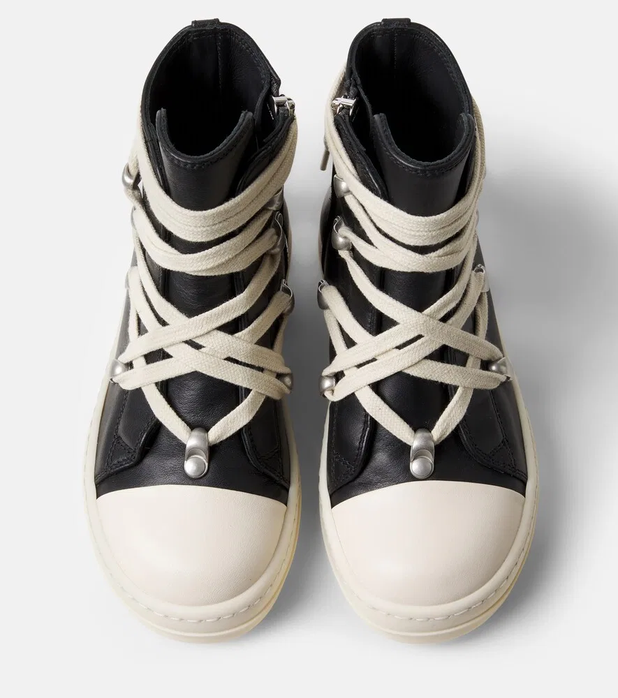 Кожаные кроссовки Hexalace Rick Owens Kids, черный — фото 4