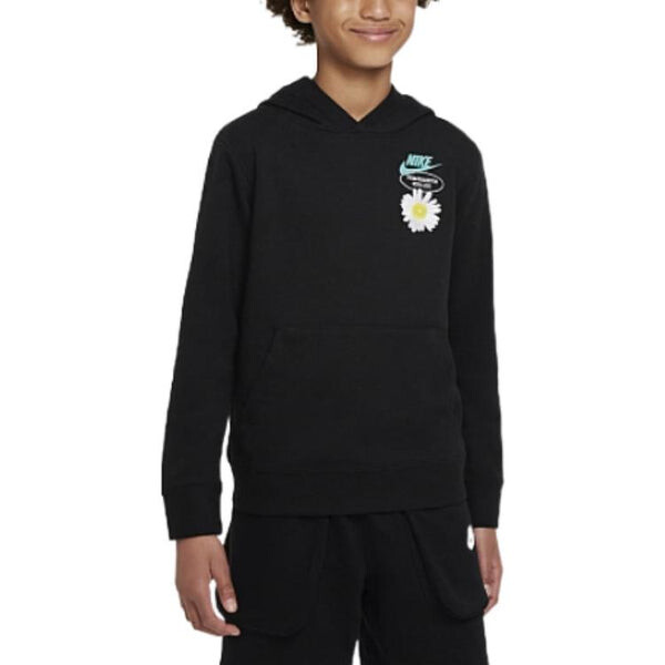 Толстовка solid color hooded flowers logo casual boy girls black Nike, черный — фото 4
