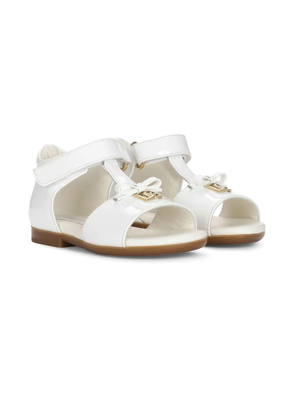 

Лакированные босоножки First Steps Dolce & Gabbana Kids, белый
