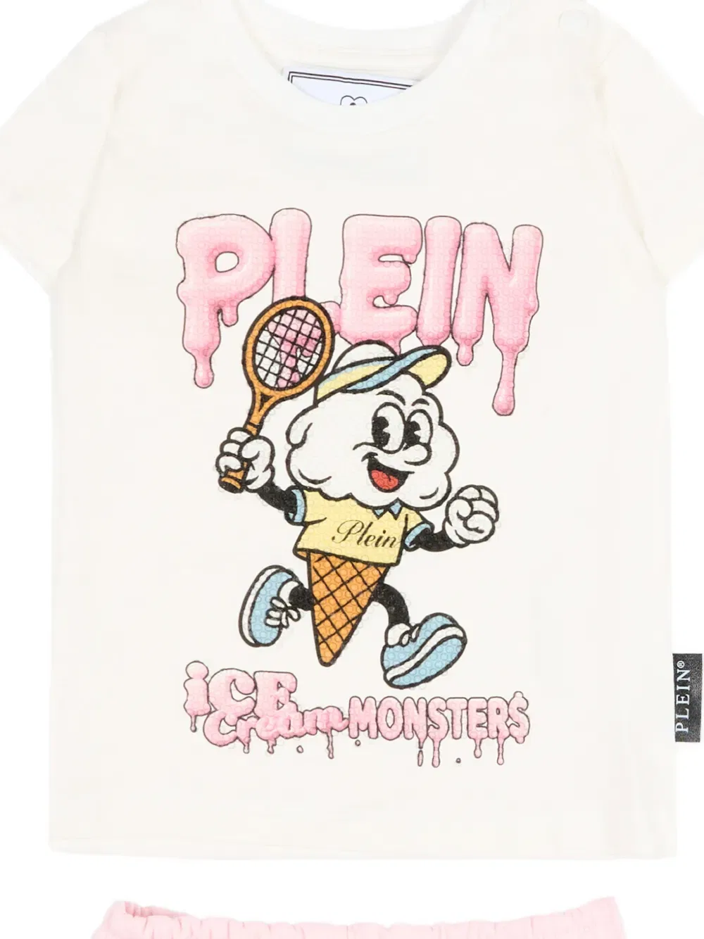 Комплект из топа, шортов и шапки с принтом Philipp Plein Junior, нейтральный — фото 3
