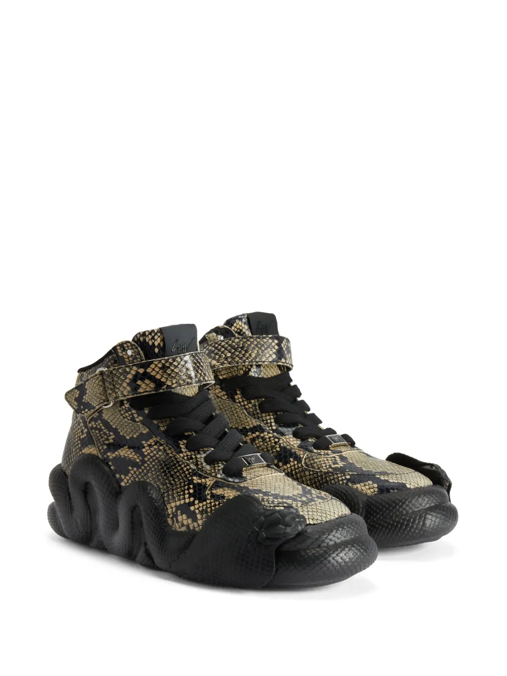 Кроссовки Cobras с тиснением под кожу змеи Giuseppe Zanotti, черный — фото 2