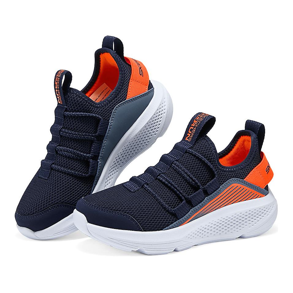 Skechers Kids Детские кроссовки с низким верхом, устойчивые к истиранию и скольжению, синие, для мальчиков — фото 3