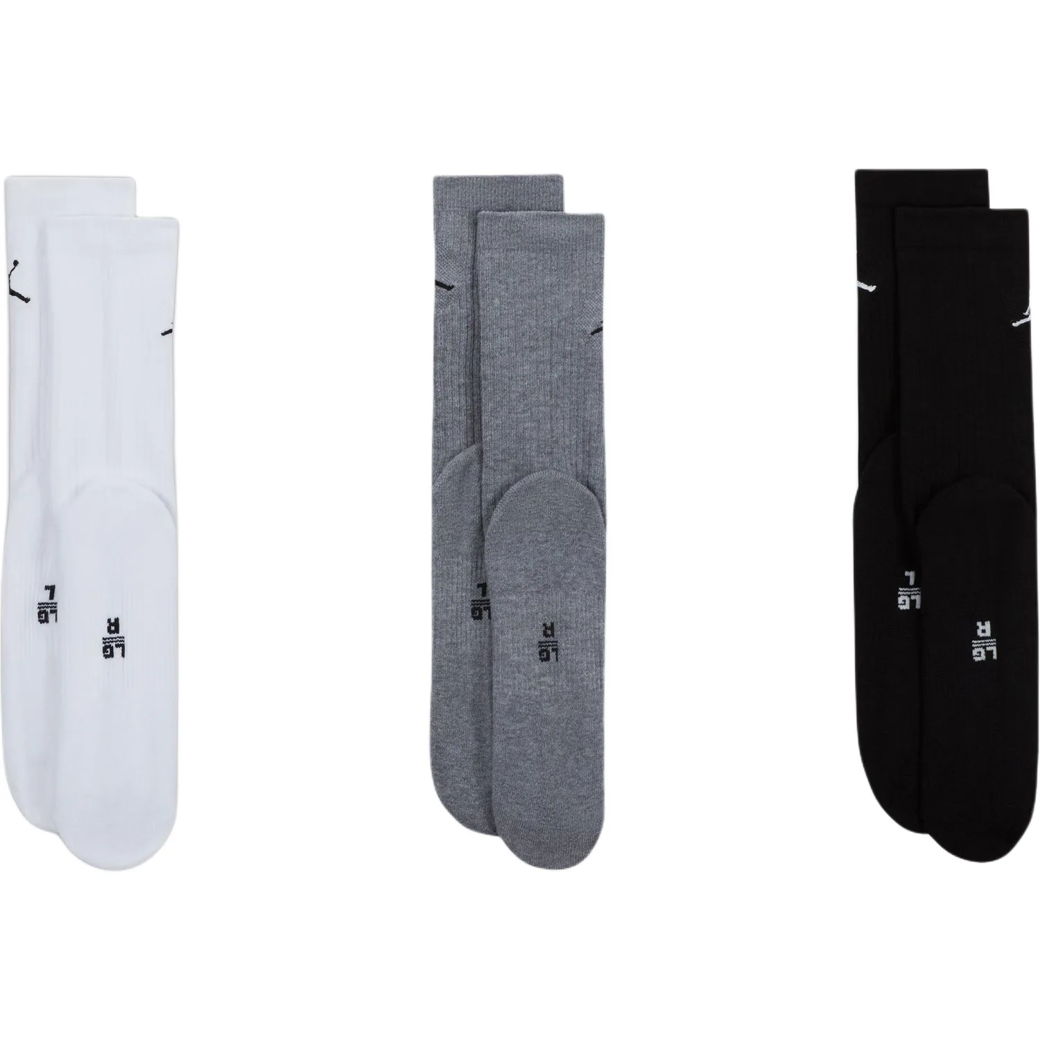 Носки повседневные 3 пары Jordan, 3 Pack (White+Black+Gray)