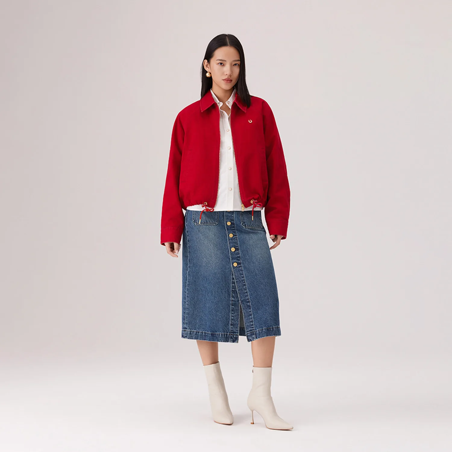 Levis Куртка Year Of The Horse Limited Collection женская с красным лацканом утепленная — фото 4