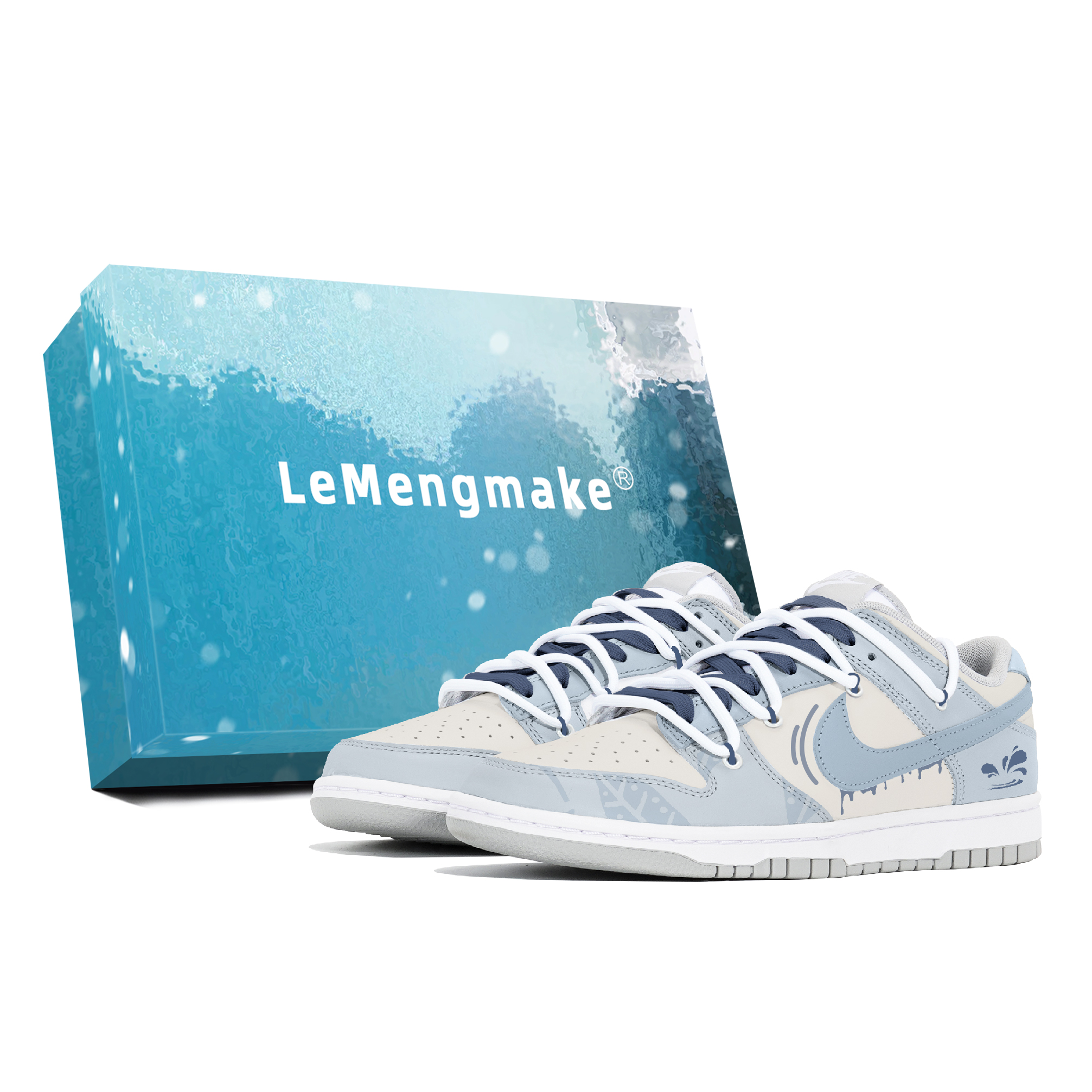 

Nike Кроссовки для скейтбординга Dunk Joy Lemon, износостойкие, низкие, мужские, сине-белые